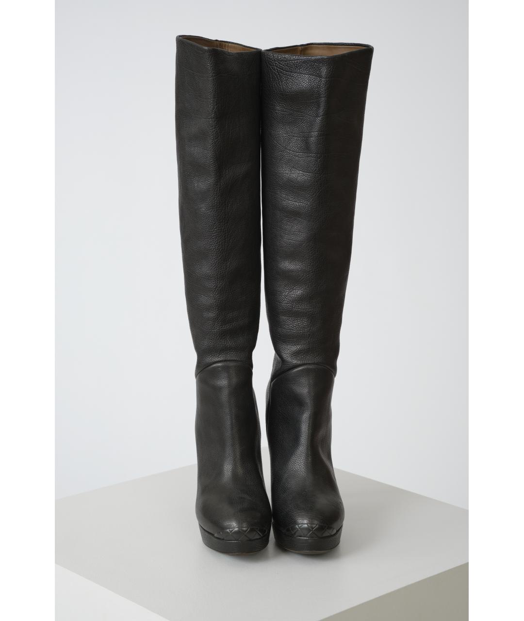 BOTTEGA VENETA Черные кожаные ботфорты, фото 4