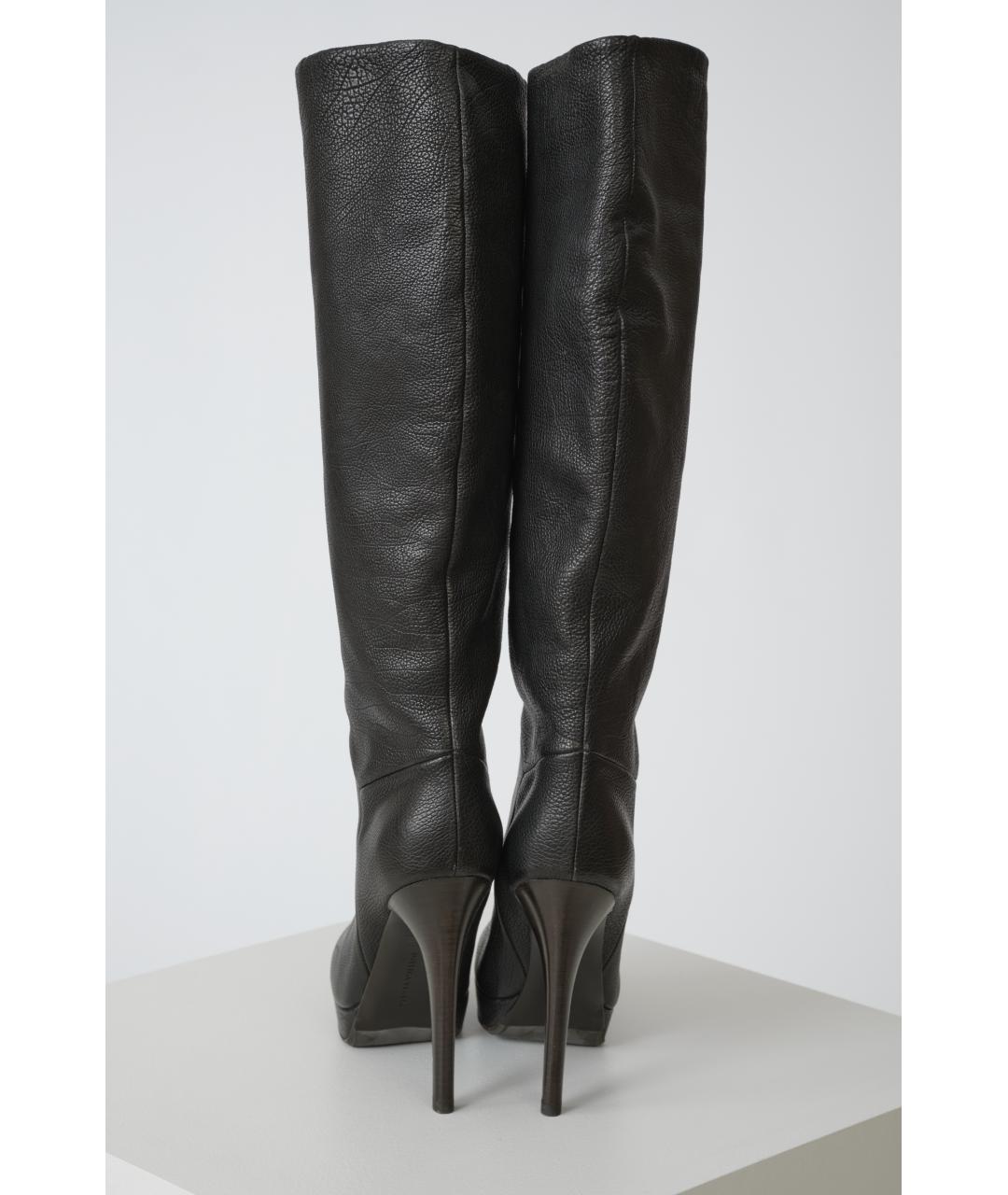 BOTTEGA VENETA Черные кожаные ботфорты, фото 3