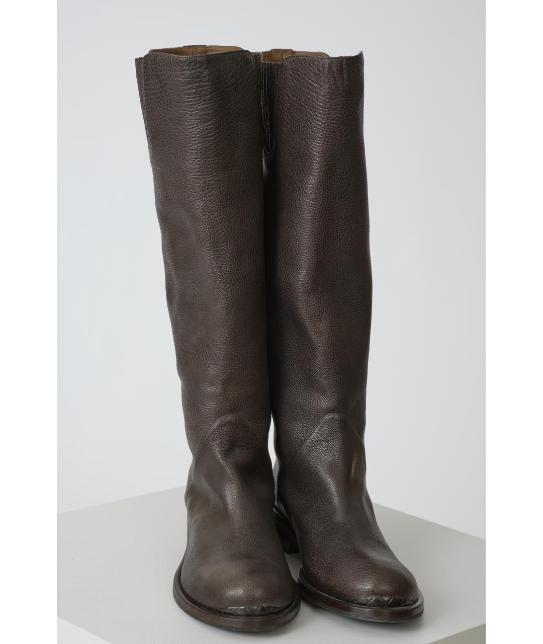 BOTTEGA VENETA Коричневые кожаные сапоги, фото 4