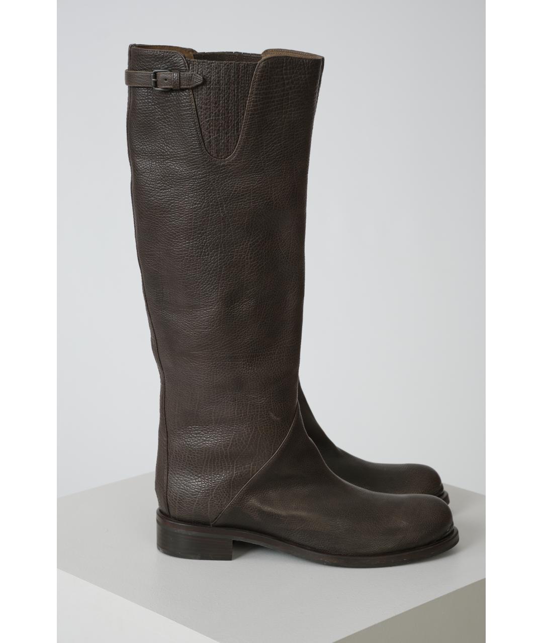 BOTTEGA VENETA Коричневые кожаные сапоги, фото 6