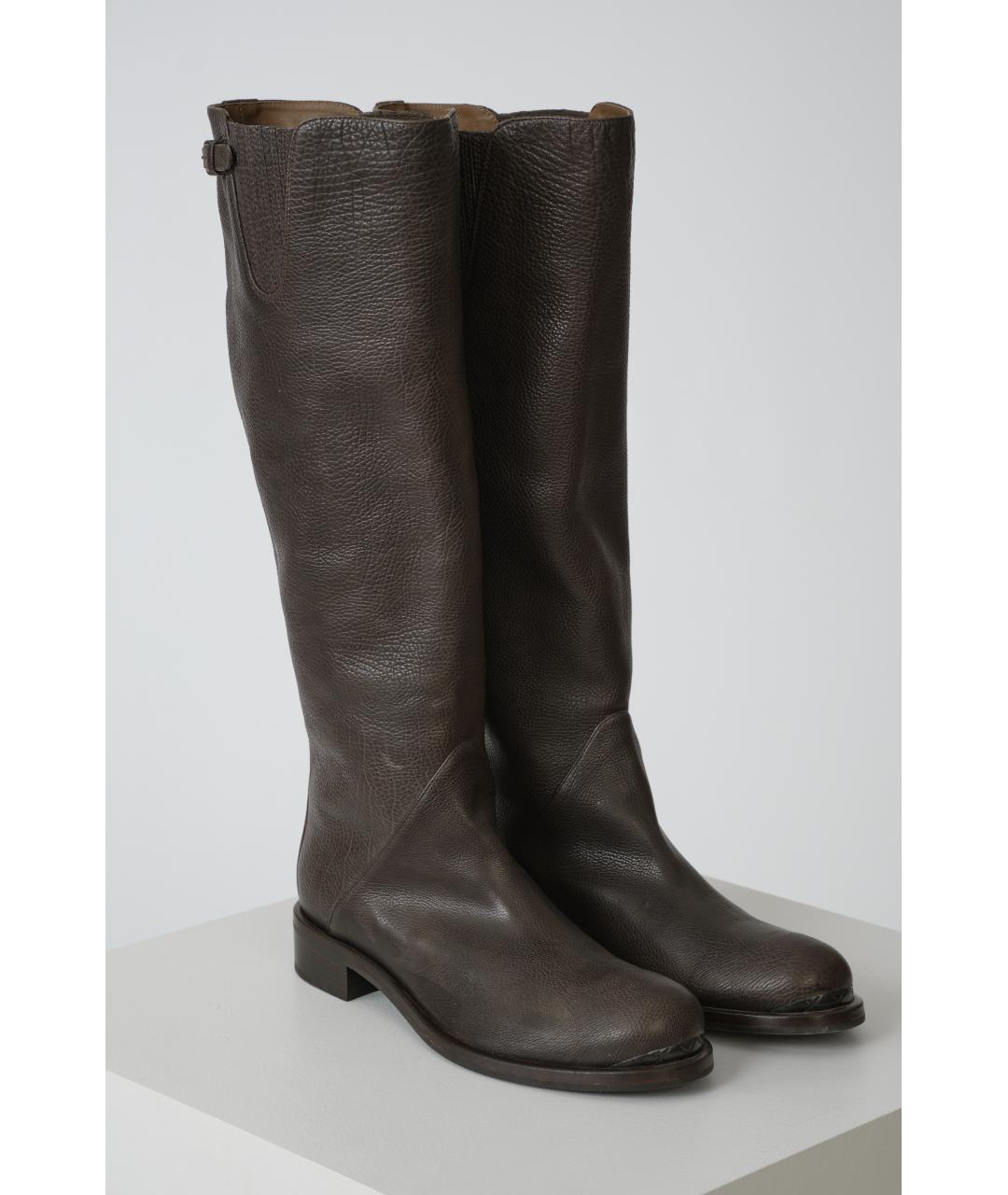 BOTTEGA VENETA Коричневые кожаные сапоги, фото 2