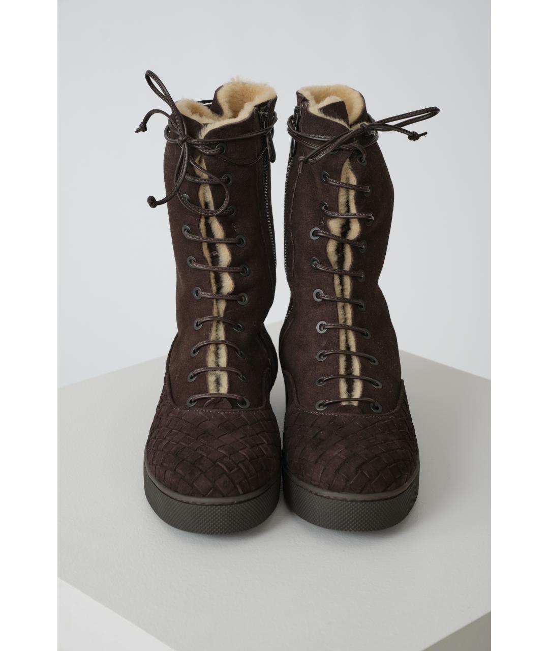 BOTTEGA VENETA Коричневые замшевые ботинки, фото 4