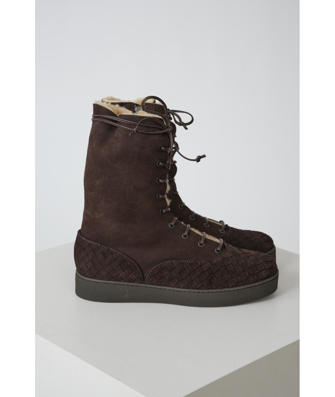 BOTTEGA VENETA Коричневые замшевые ботинки, фото 6