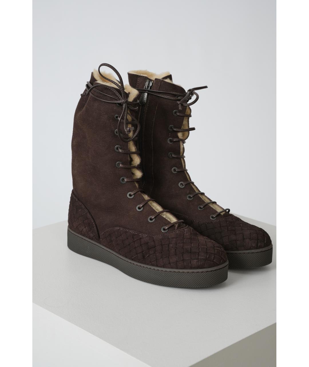 BOTTEGA VENETA Коричневые замшевые ботинки, фото 2
