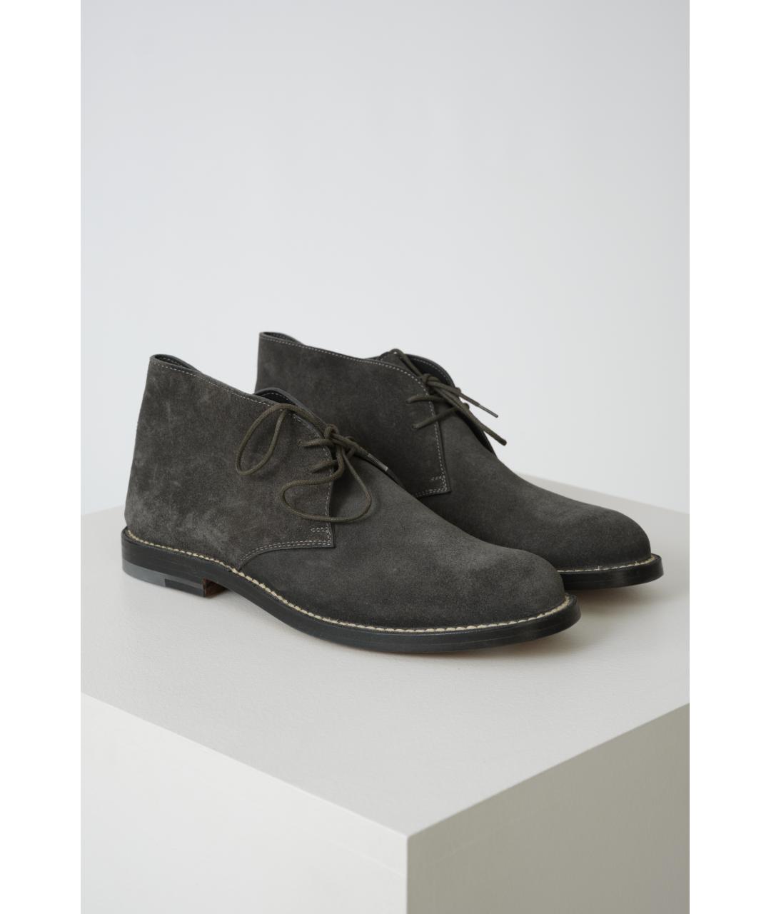 BOTTEGA VENETA Серые замшевые ботинки, фото 2