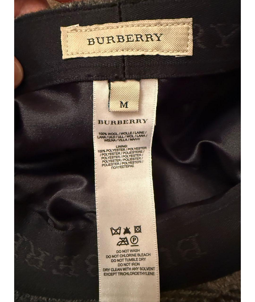 BURBERRY Серая шерстяная кепка, фото 4