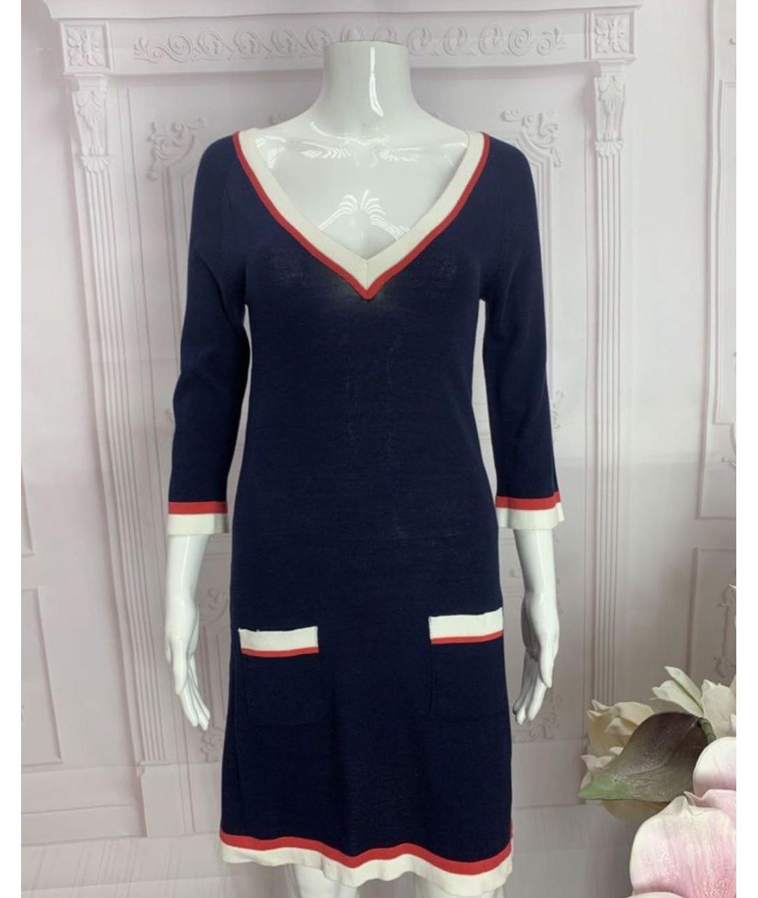 JO NO FUI Темно-синее хлопковое повседневное платье, фото 4