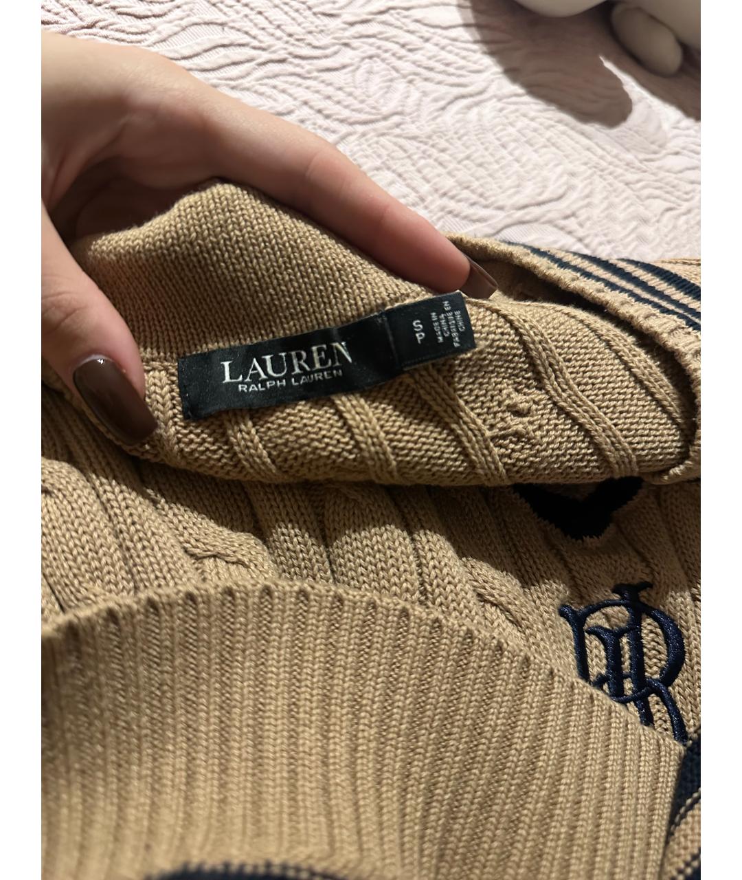 RALPH LAUREN Коричневый хлопковый джемпер / свитер, фото 3