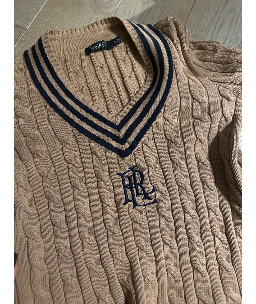 RALPH LAUREN Коричневый хлопковый джемпер / свитер, фото 4