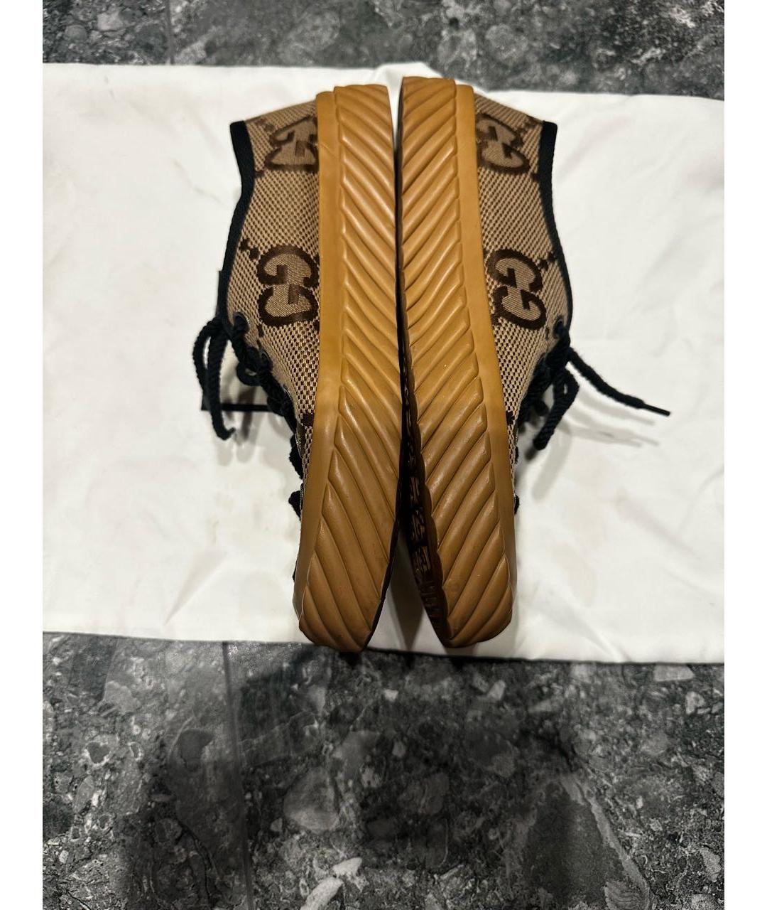 GUCCI Коричневые текстильные кеды, фото 6