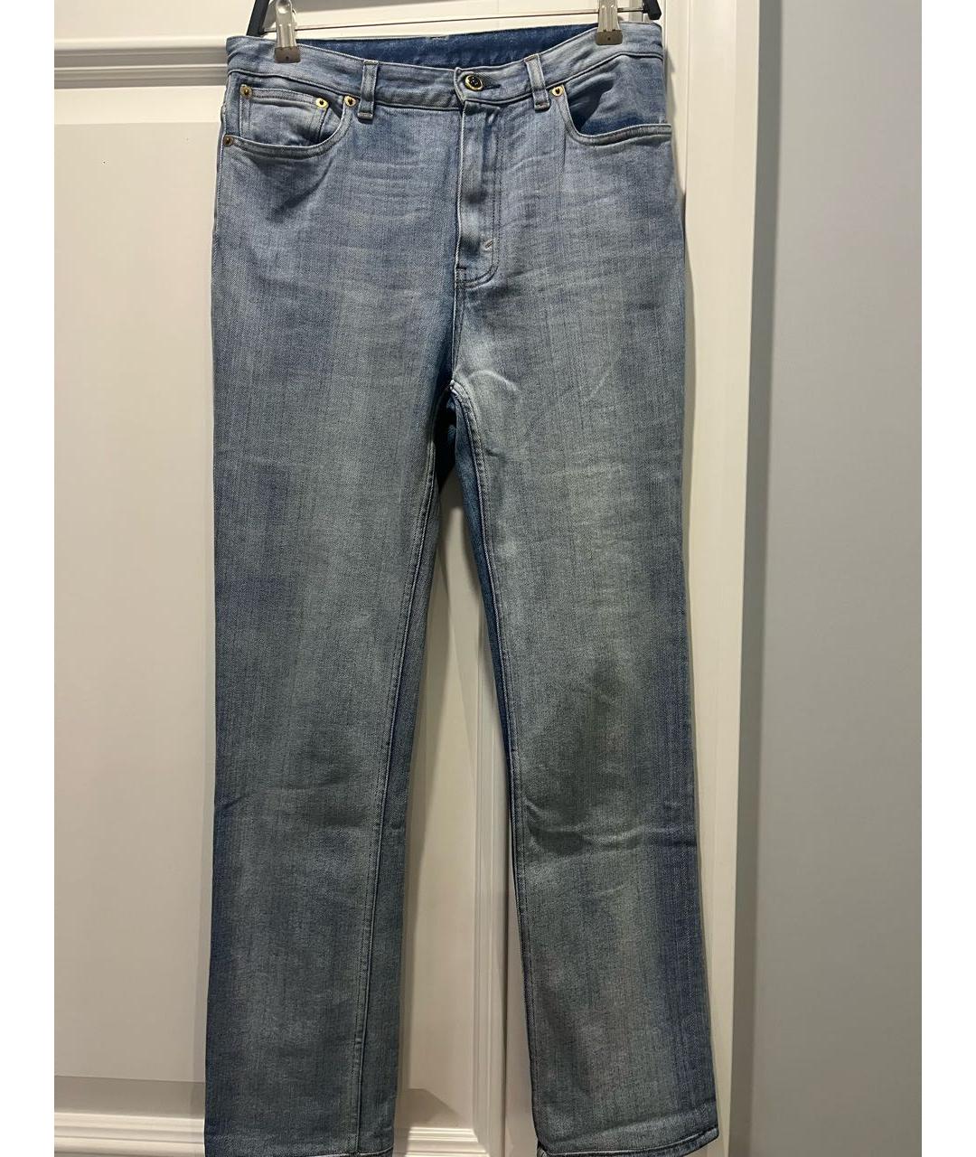 CELINE Голубые хлопковые прямые джинсы, фото 6
