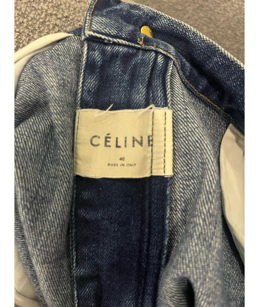 CELINE Голубые хлопковые прямые джинсы, фото 4