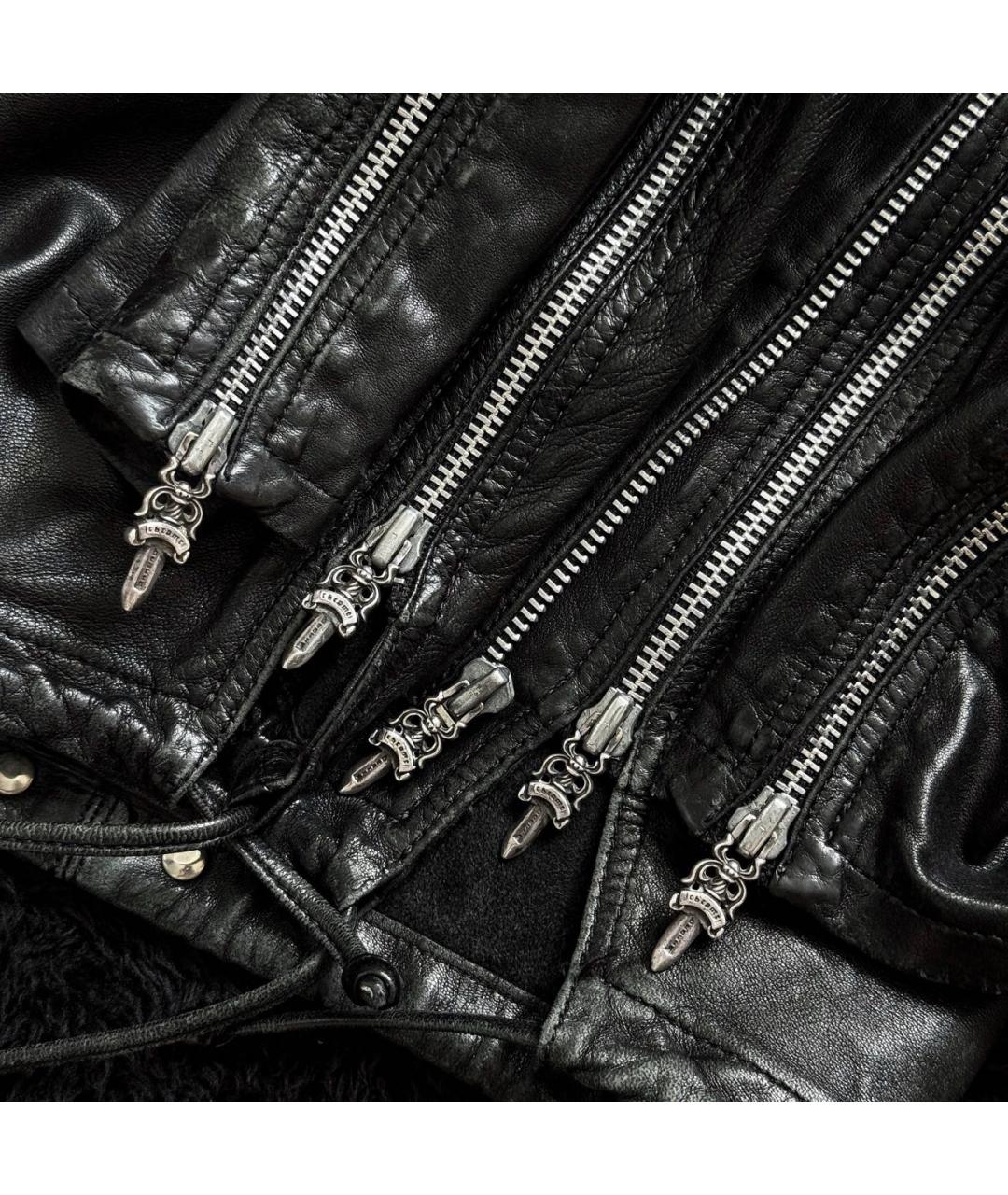 CHROME HEARTS Черная кожаная куртка, фото 5