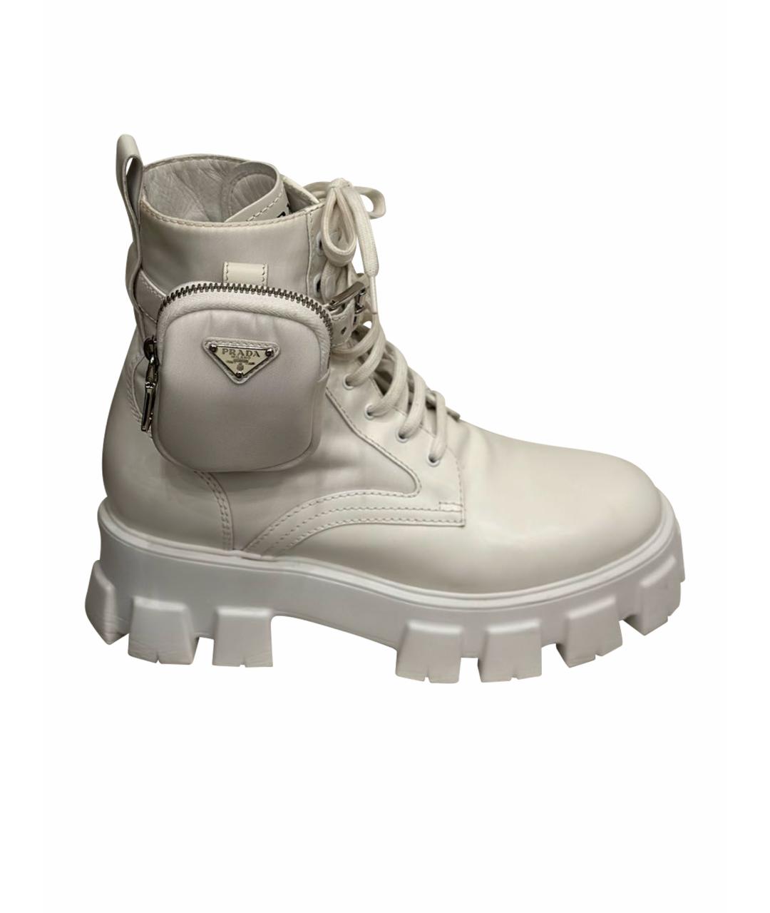 PRADA Белые кожаные ботинки, фото 1