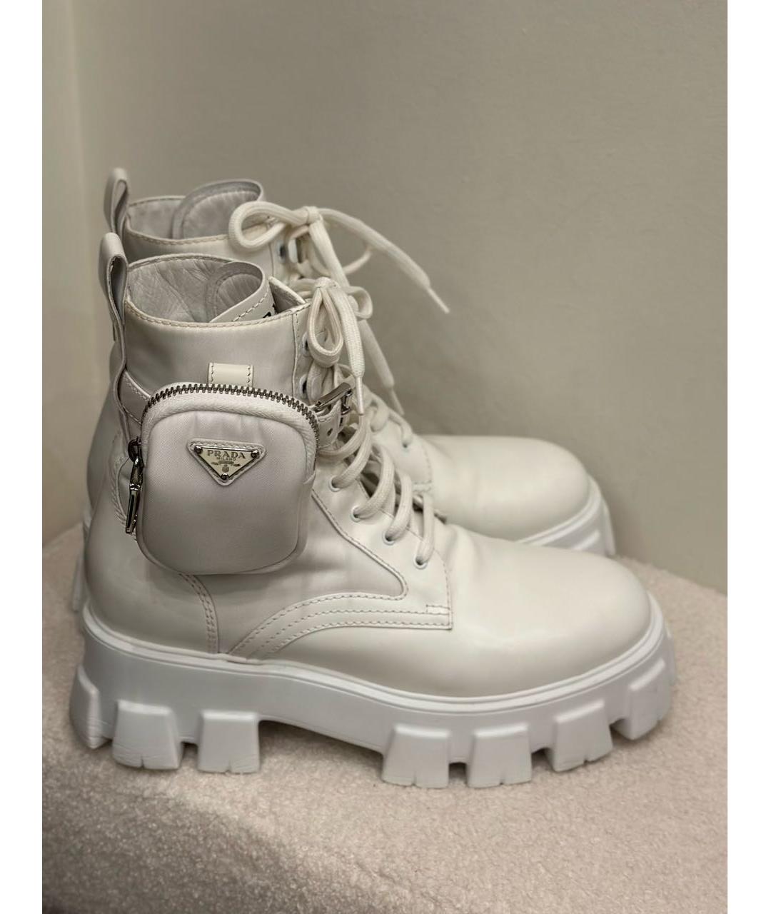 PRADA Белые кожаные ботинки, фото 6