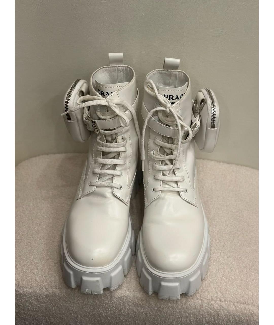 PRADA Белые кожаные ботинки, фото 2