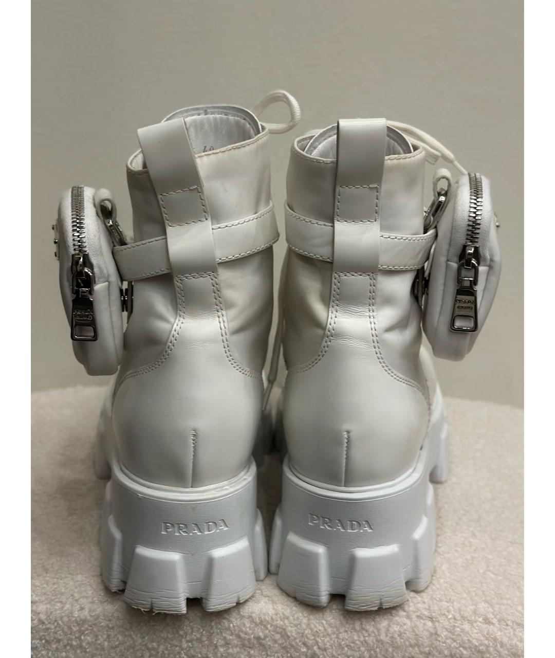 PRADA Белые кожаные ботинки, фото 4