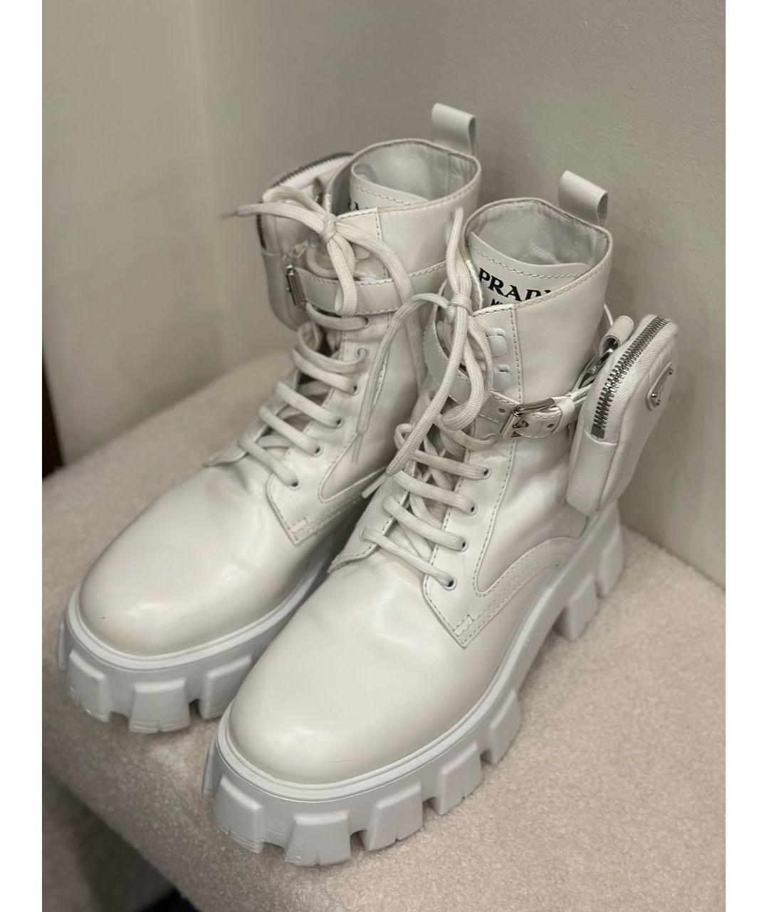 PRADA Белые кожаные ботинки, фото 3