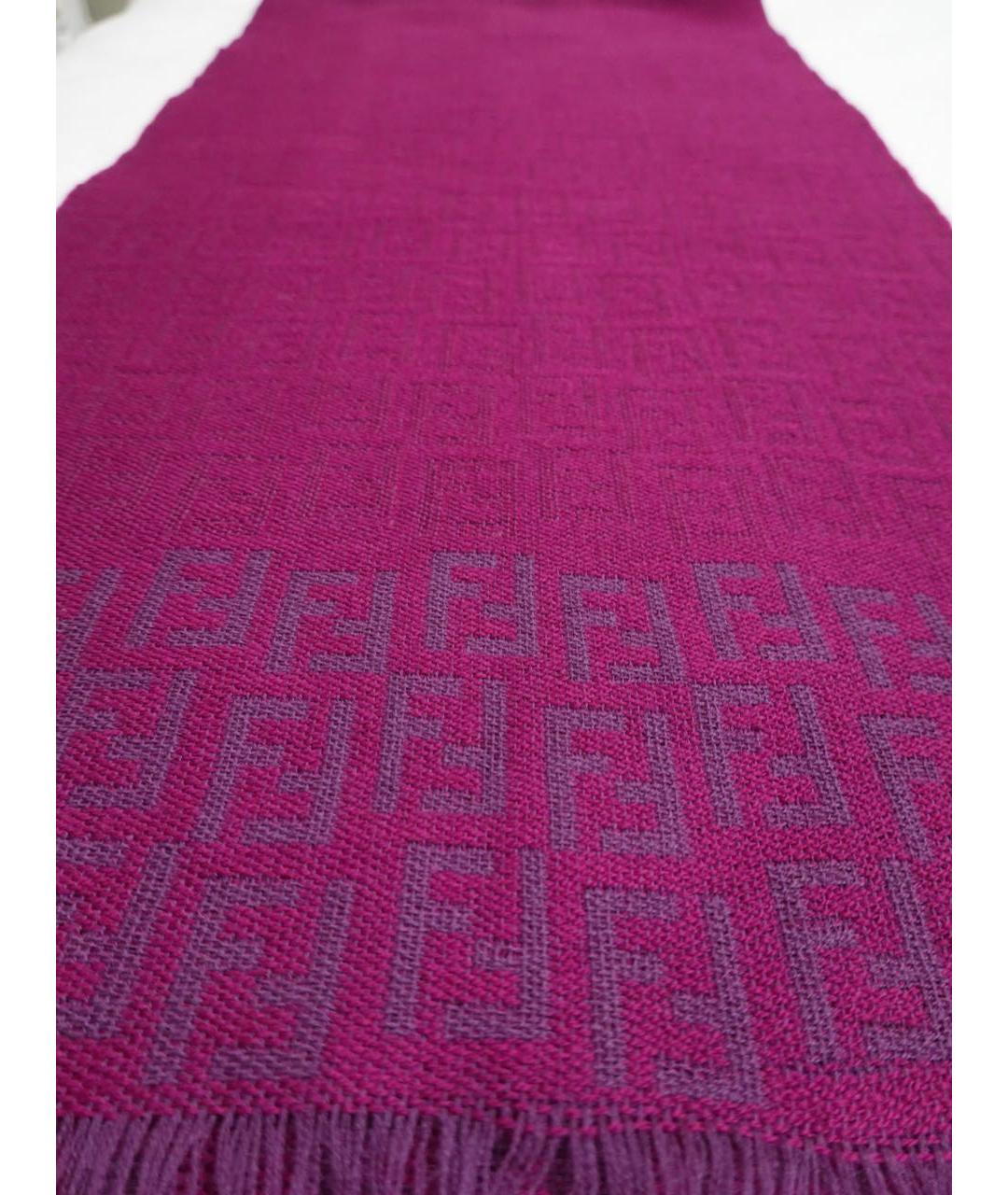 FENDI Фиолетовый шерстяной шарф, фото 7