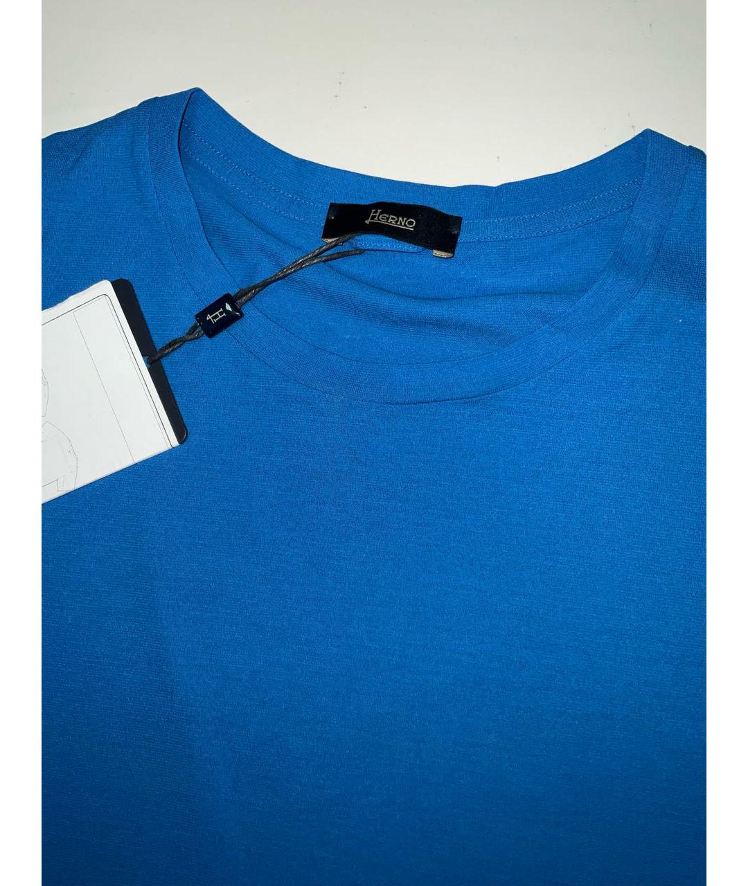 HERNO Синяя хлопковая футболка, фото 4