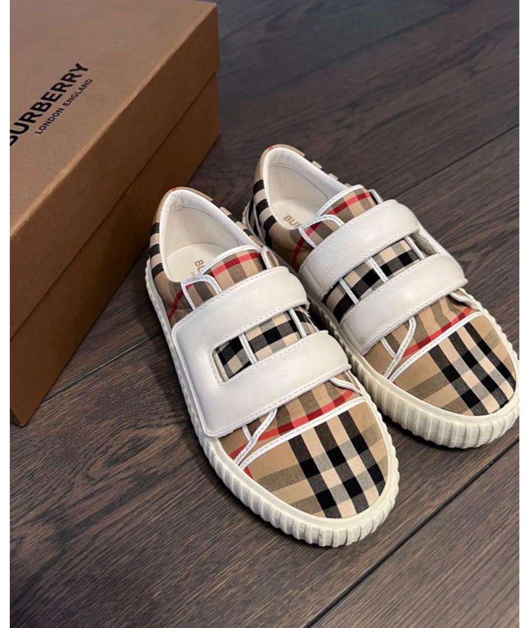 BURBERRY Коричневые текстильные кеды, фото 2