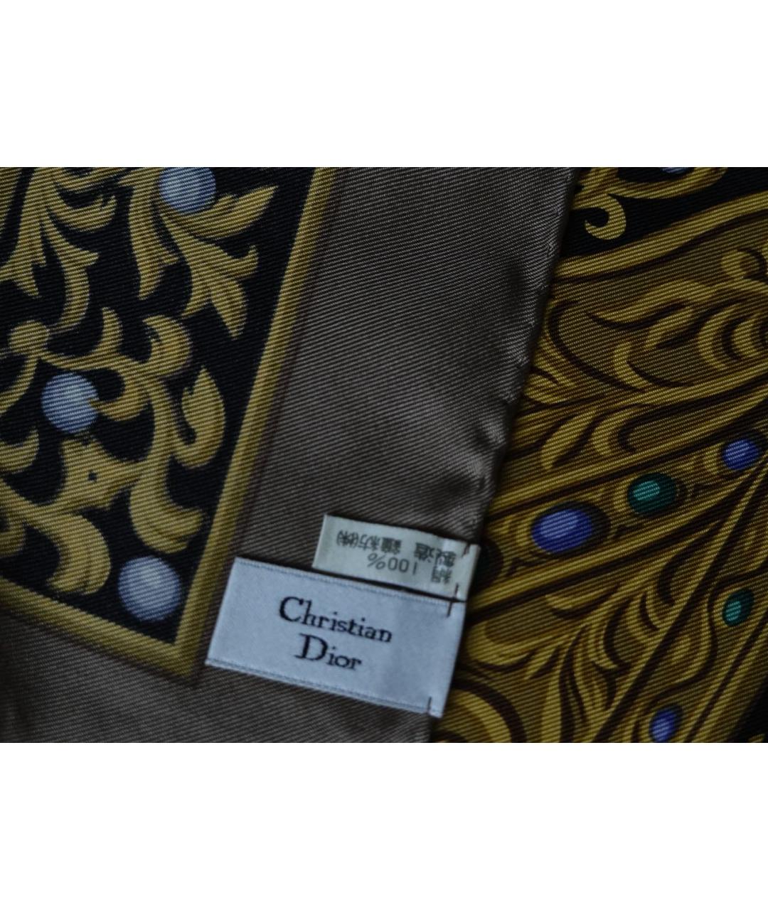 CHRISTIAN DIOR Золотой шелковый платок, фото 3