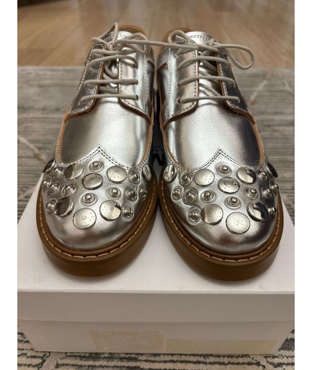MM6 MAISON MARGIELA Серебряные кожаные брогги и оксфорды, фото 2