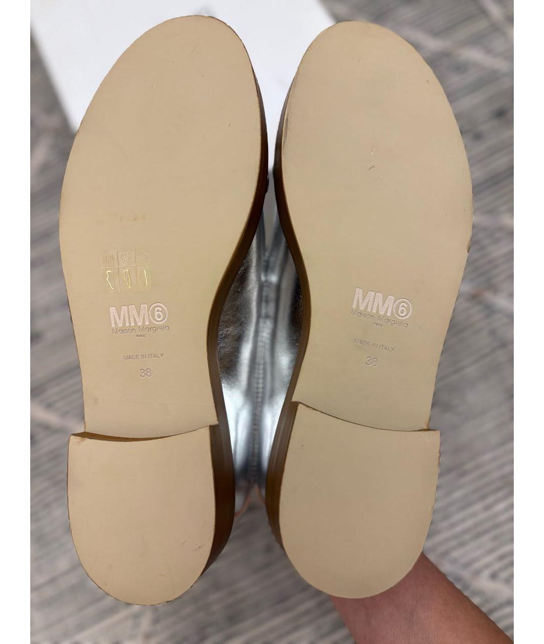 MM6 MAISON MARGIELA Серебряные кожаные брогги и оксфорды, фото 5