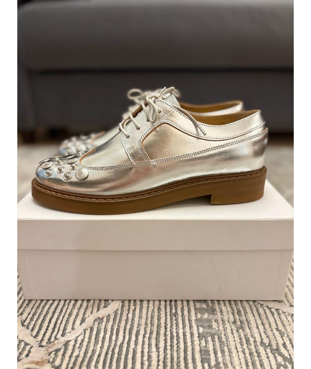 MM6 MAISON MARGIELA Серебряные кожаные брогги и оксфорды, фото 7