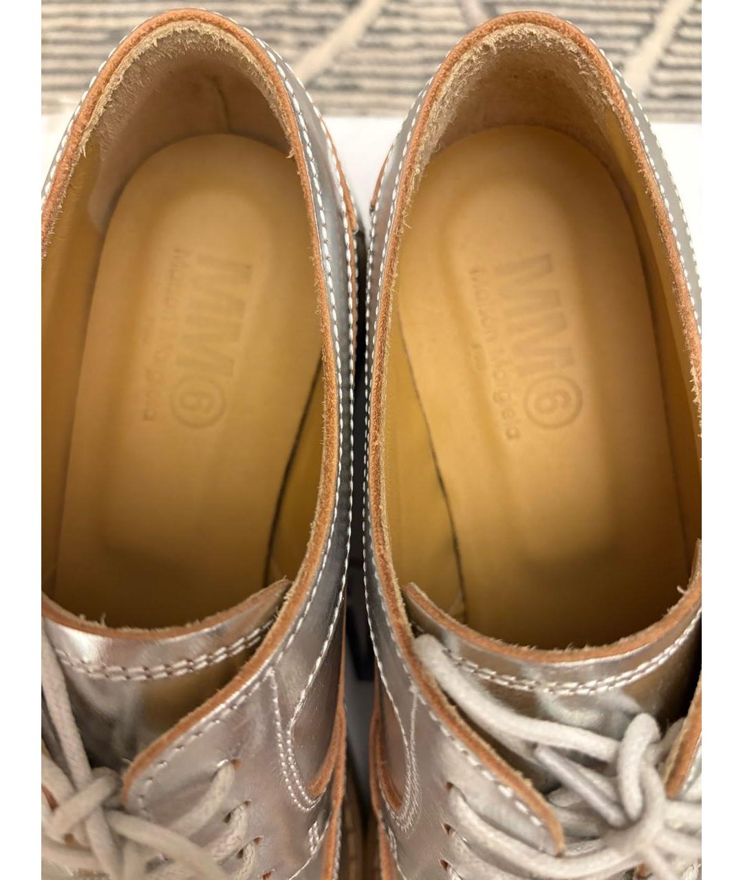MM6 MAISON MARGIELA Серебряные кожаные брогги и оксфорды, фото 6
