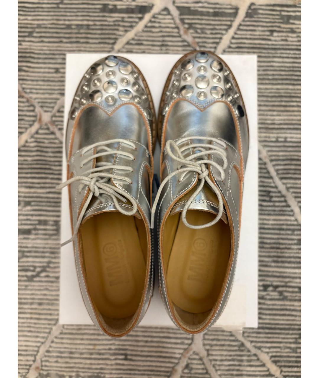 MM6 MAISON MARGIELA Серебряные кожаные брогги и оксфорды, фото 3