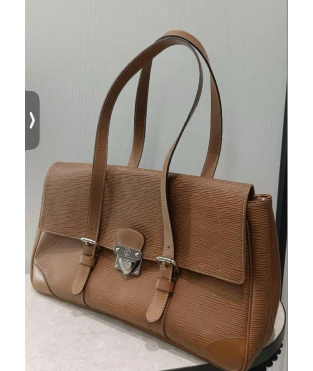 LOUIS VUITTON Коричневая кожаная сумка с короткими ручками, фото 2