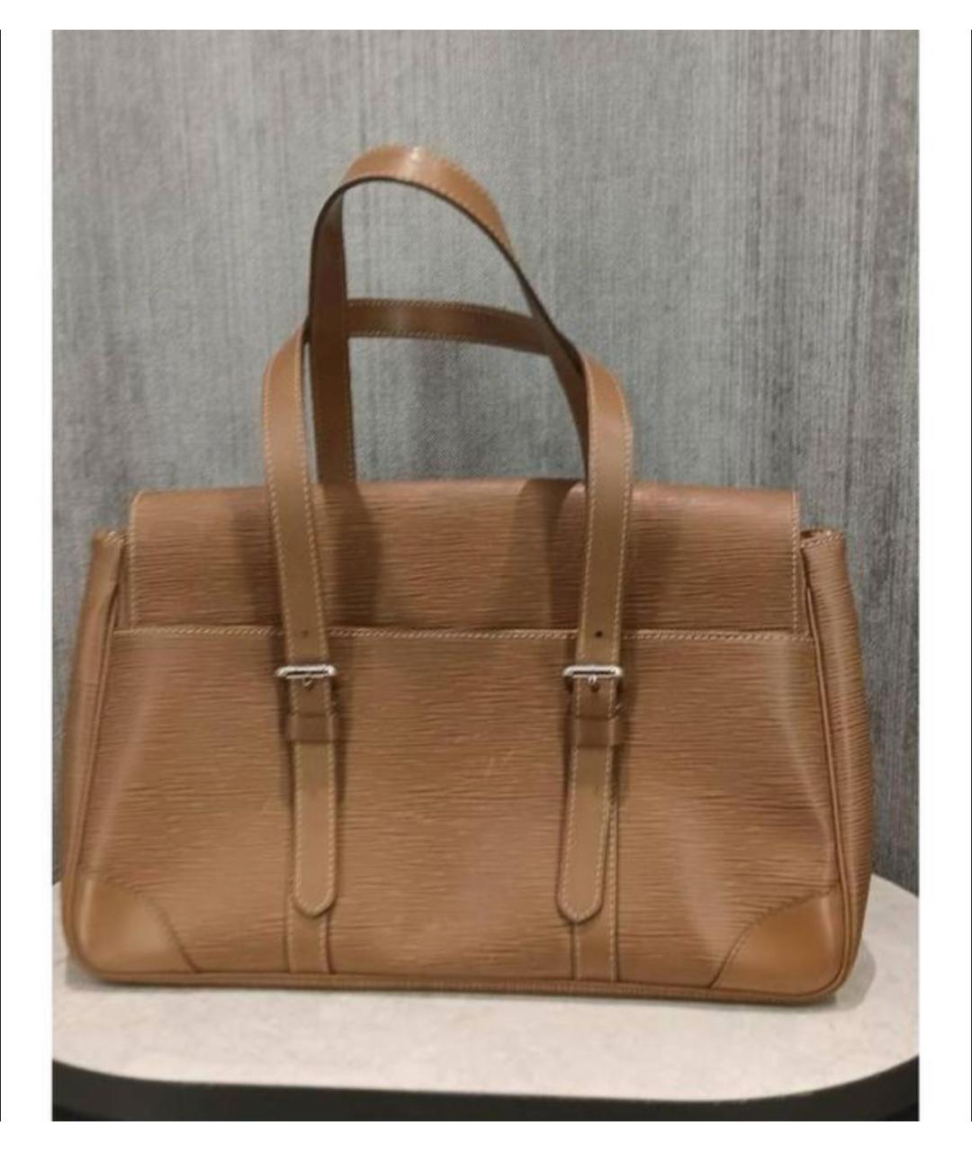 LOUIS VUITTON Коричневая кожаная сумка с короткими ручками, фото 3