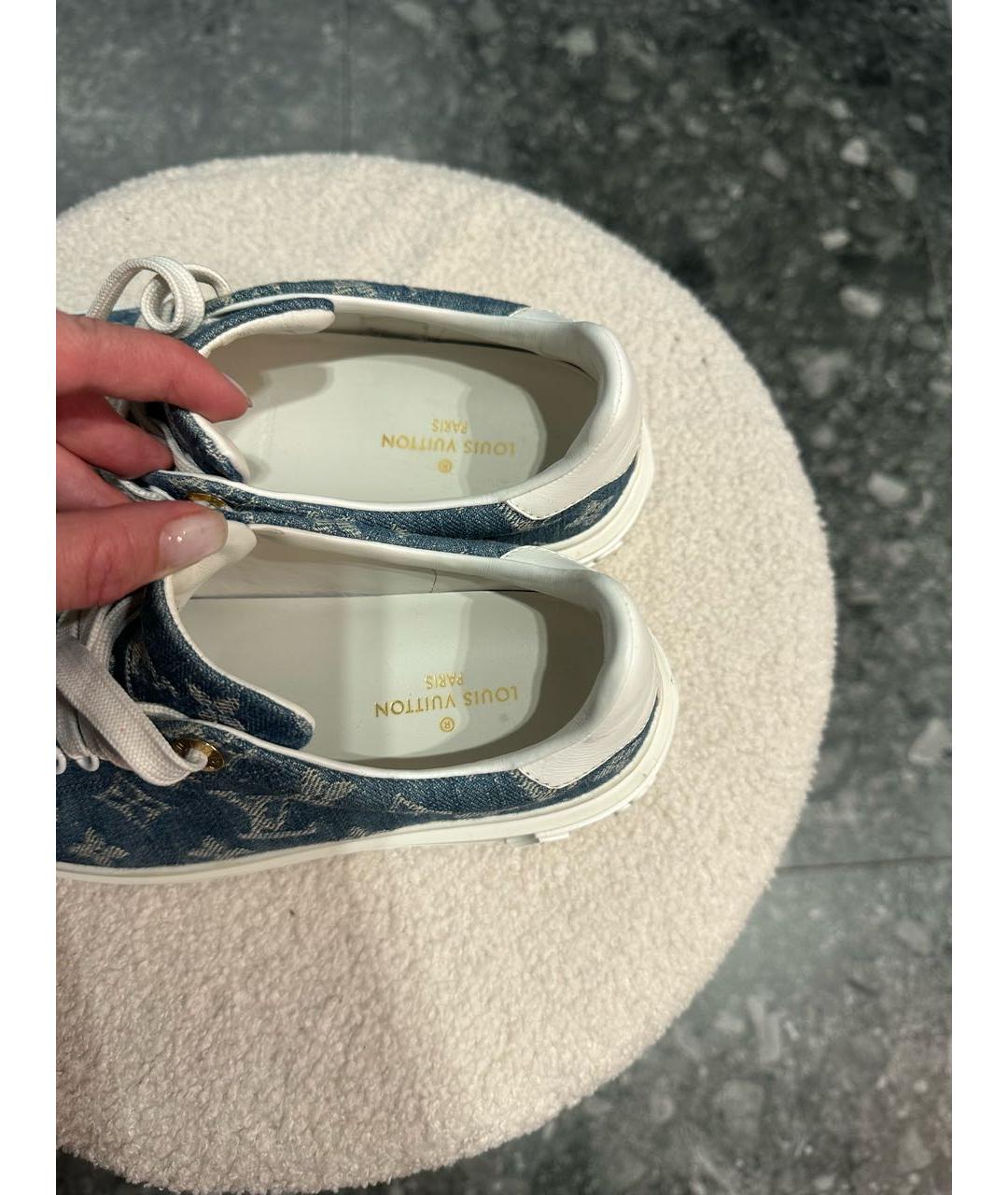 LOUIS VUITTON Голубые текстильные кроссовки, фото 5