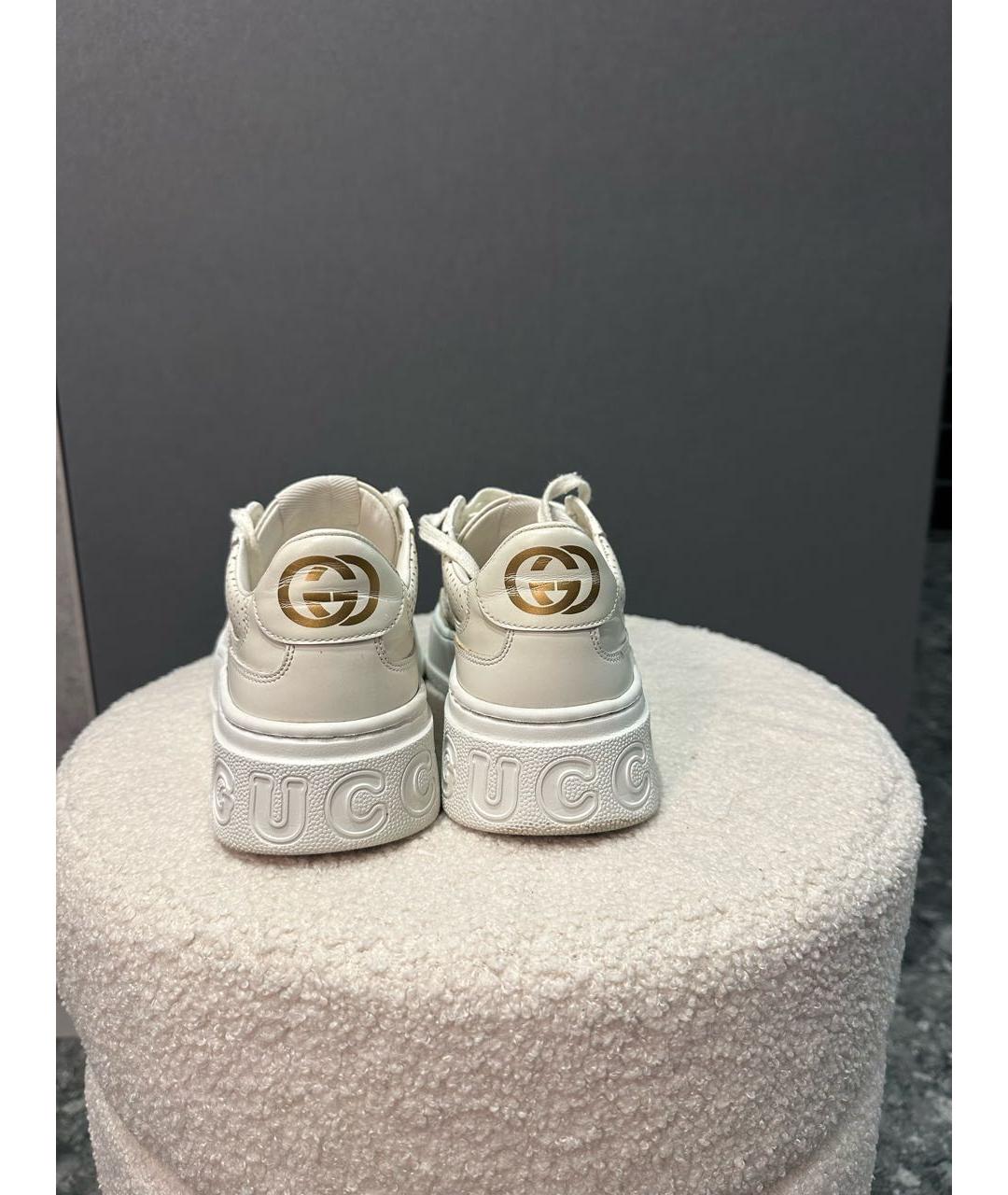 GUCCI Белые кожаные кроссовки, фото 4