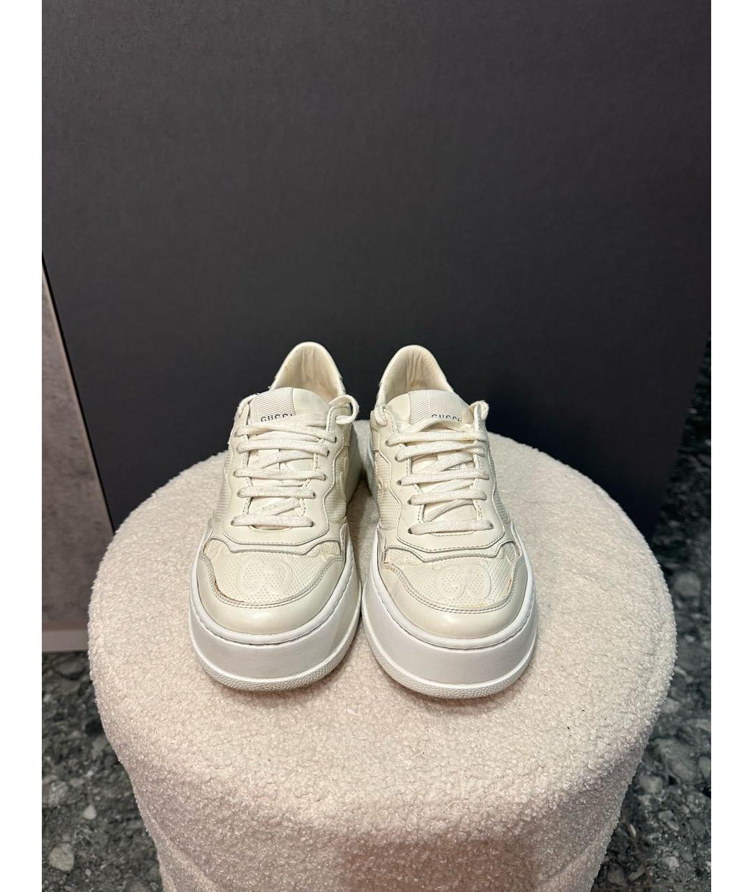 GUCCI Белые кожаные кроссовки, фото 2