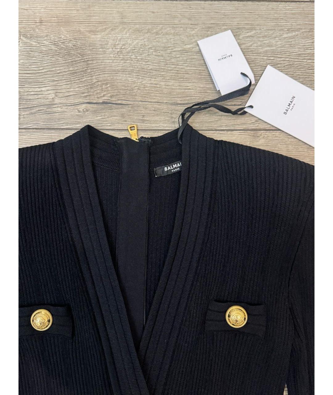 BALMAIN Черное вискозное коктейльное платье, фото 3