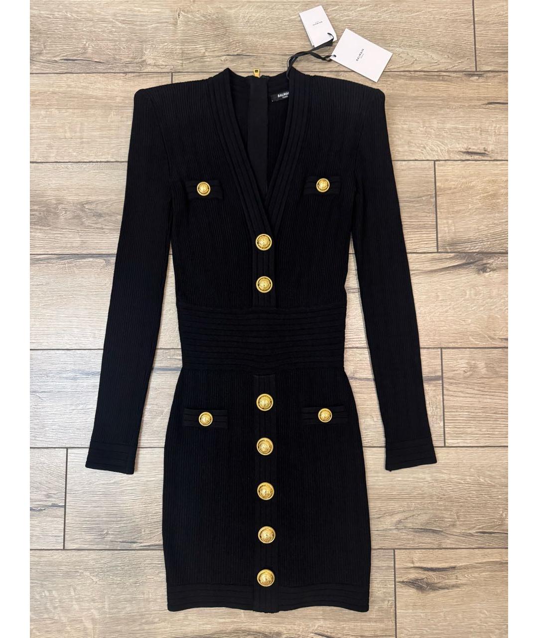BALMAIN Черное вискозное коктейльное платье, фото 8