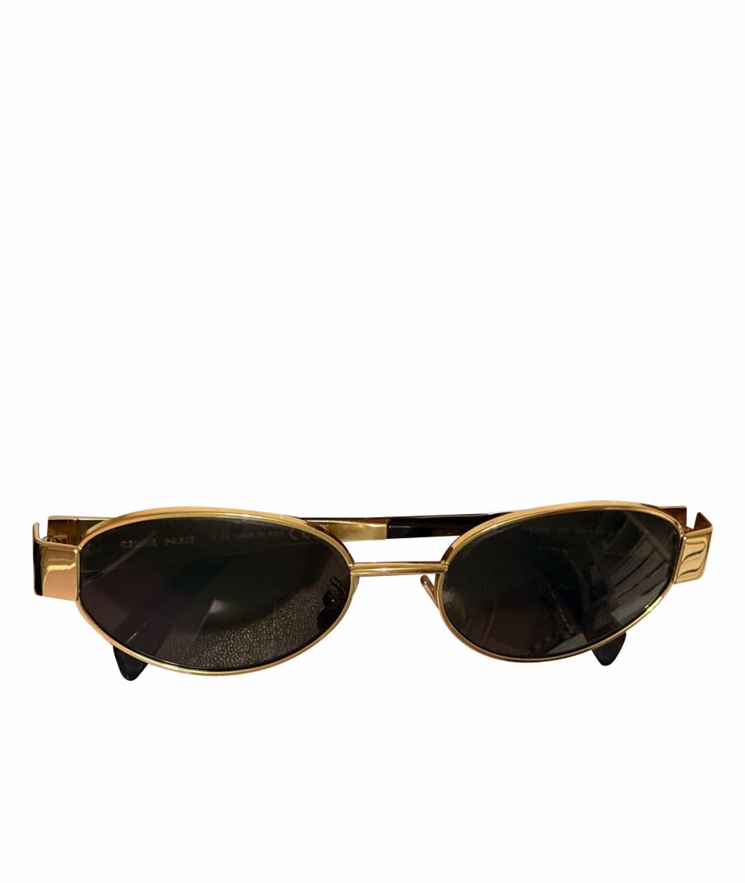 CELINE Коричневые металлические солнцезащитные очки, фото 1