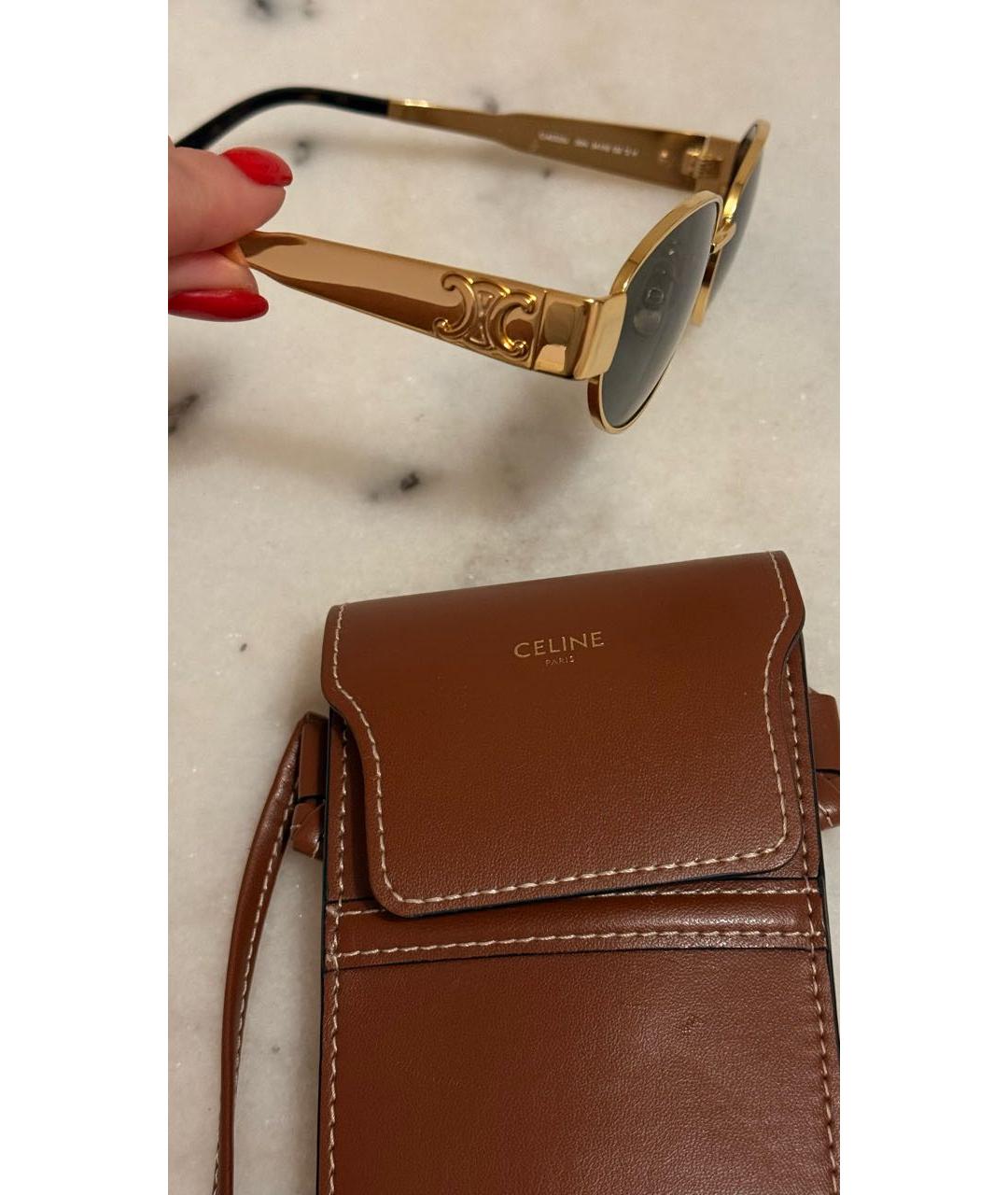 CELINE Коричневые металлические солнцезащитные очки, фото 2