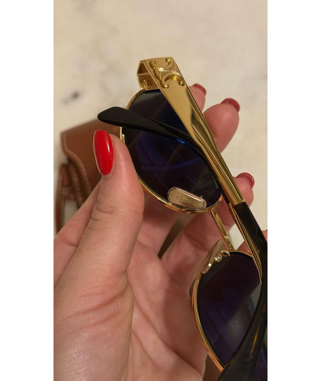 CELINE Коричневые металлические солнцезащитные очки, фото 3