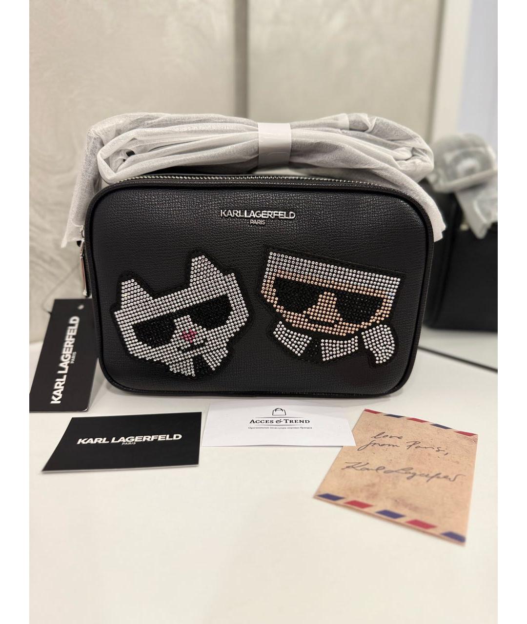 KARL LAGERFELD Черная сумка через плечо из искусственной кожи, фото 4