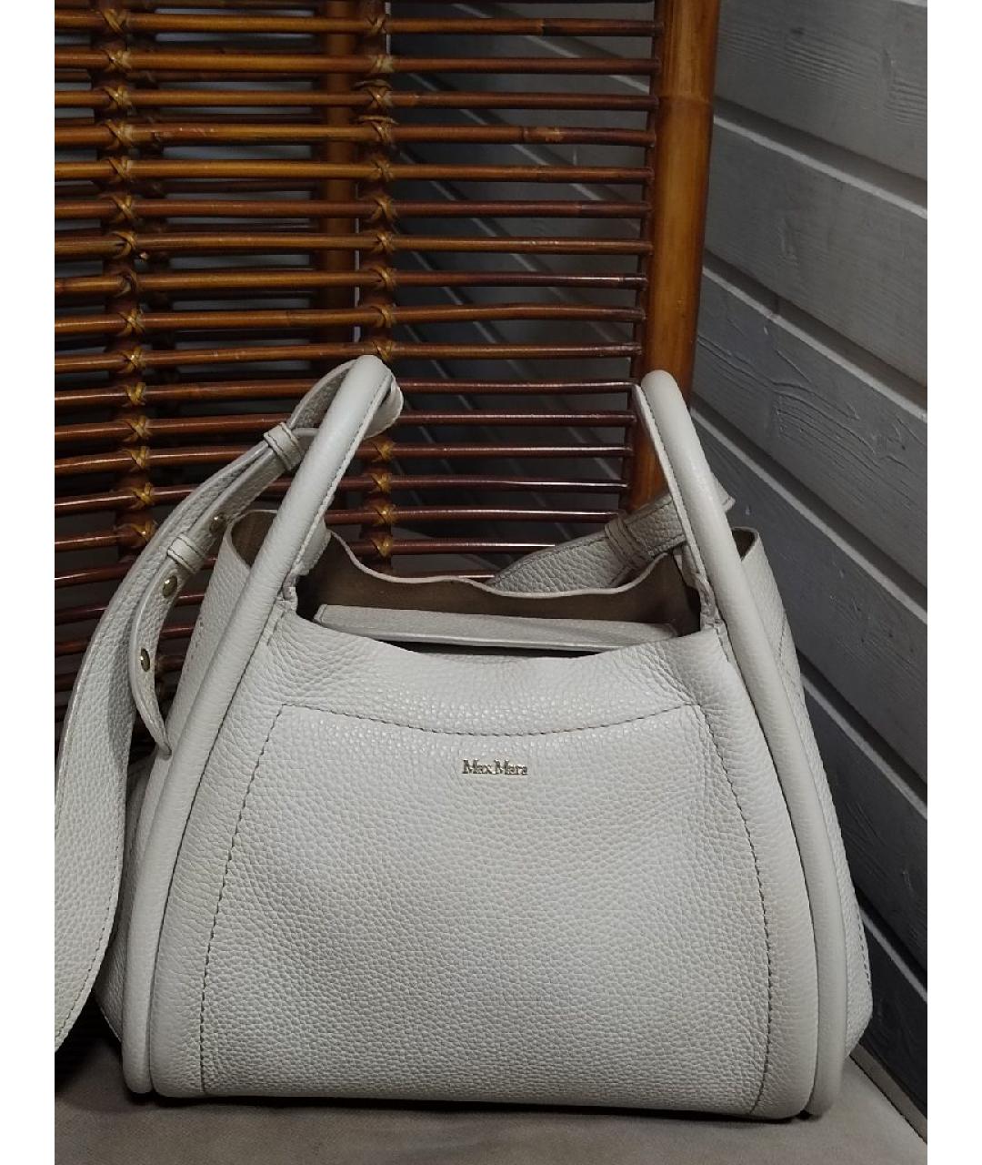 MAX MARA Белая кожаная сумка через плечо, фото 8