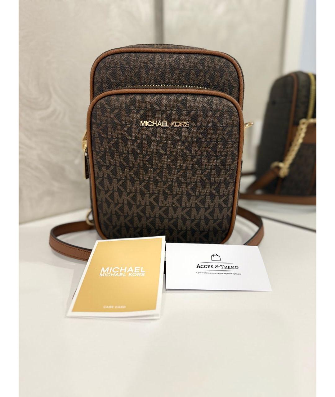 MICHAEL KORS Коричневая сумка через плечо из искусственной кожи, фото 5