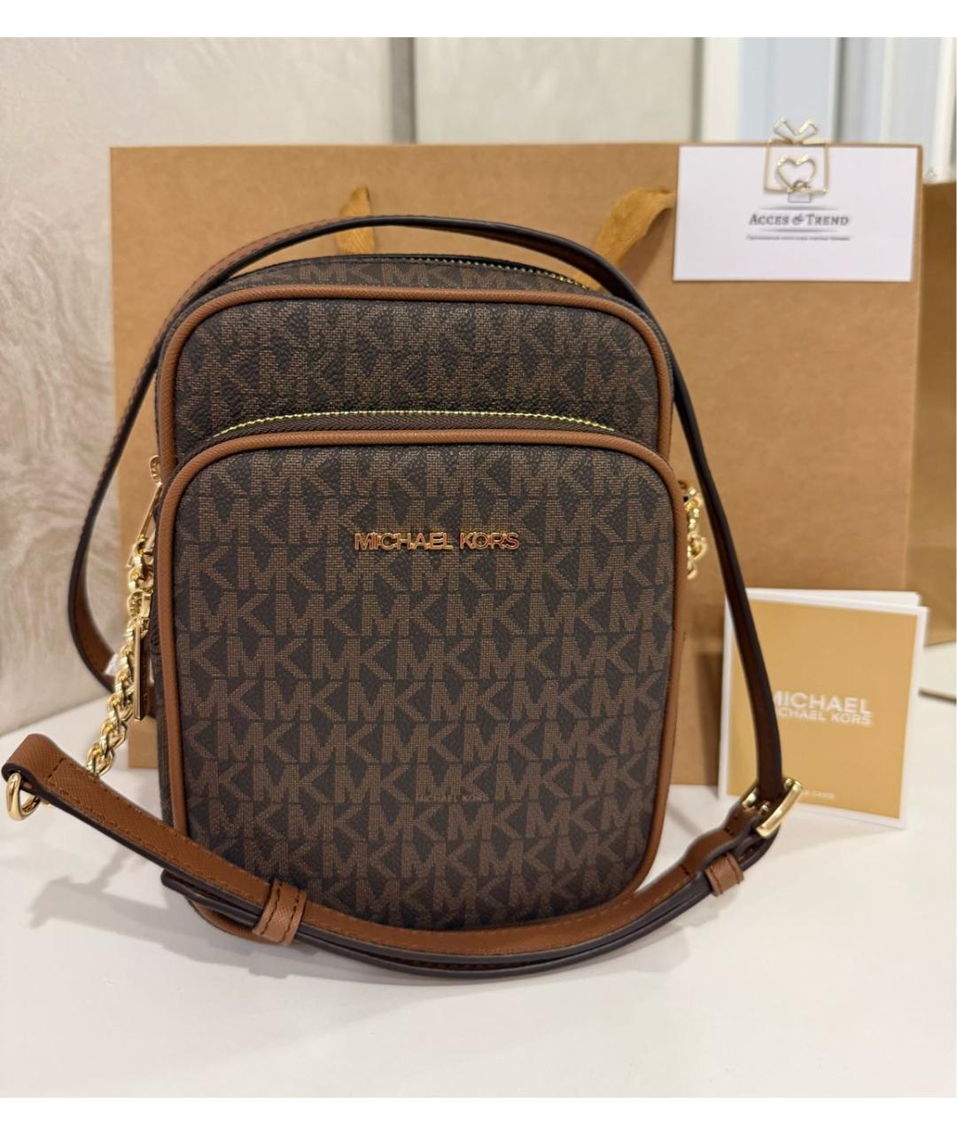 MICHAEL KORS Коричневая сумка через плечо из искусственной кожи, фото 4