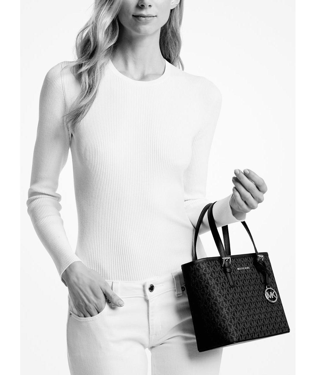 MICHAEL MICHAEL KORS Черная тканевая сумка с короткими ручками, фото 8