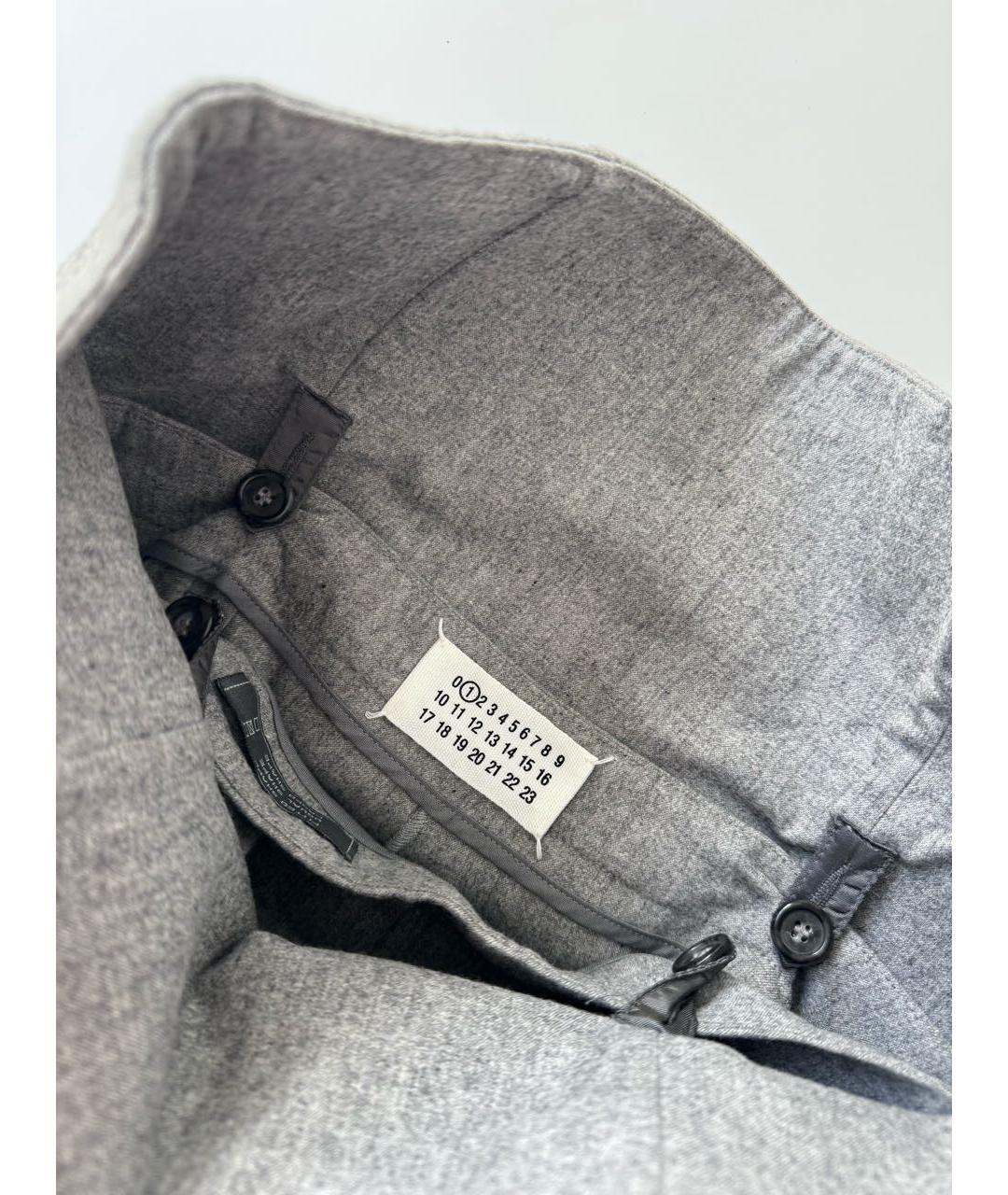 MAISON MARGIELA Серые шерстяные брюки узкие, фото 4