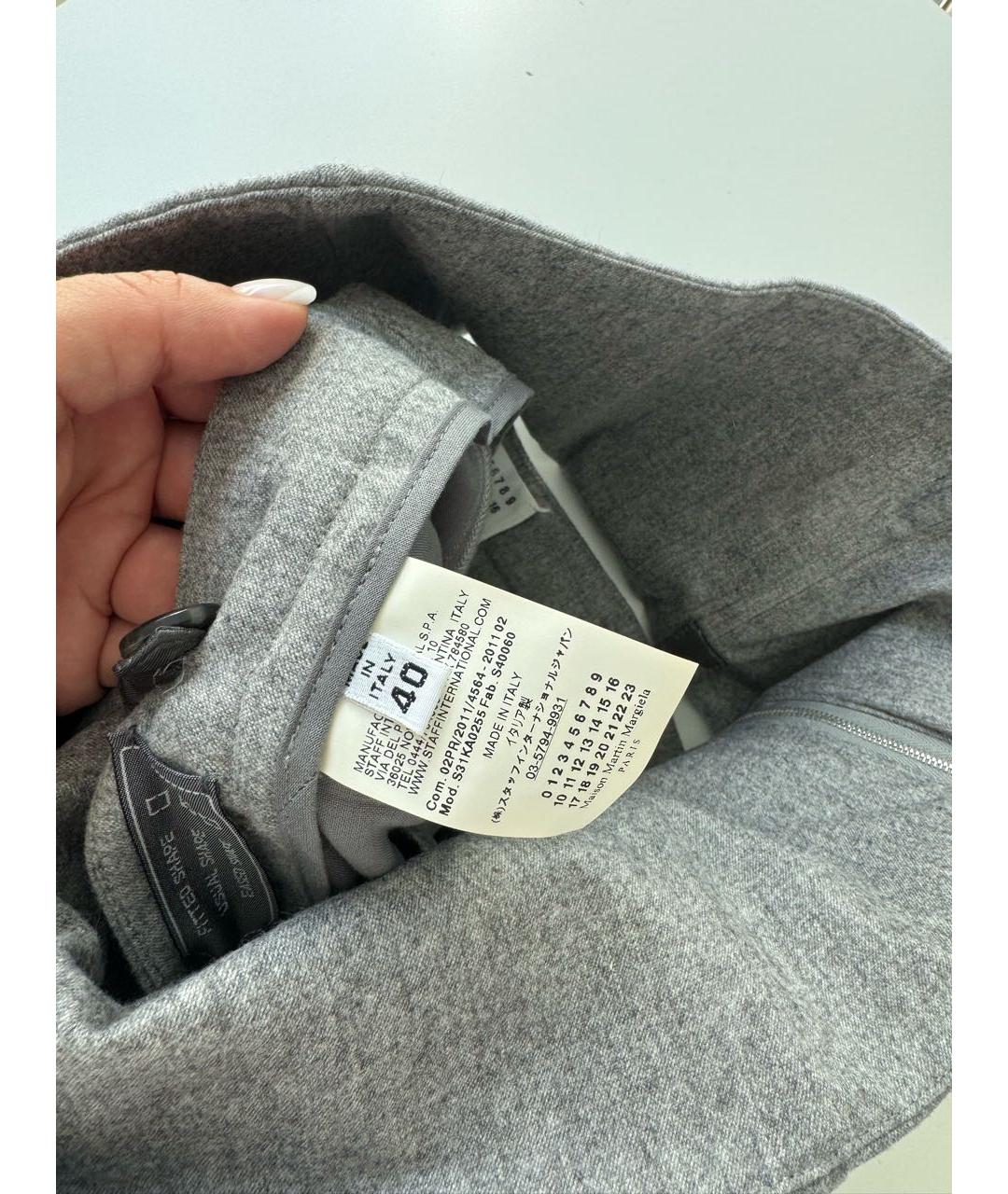 MAISON MARGIELA Серые шерстяные брюки узкие, фото 3