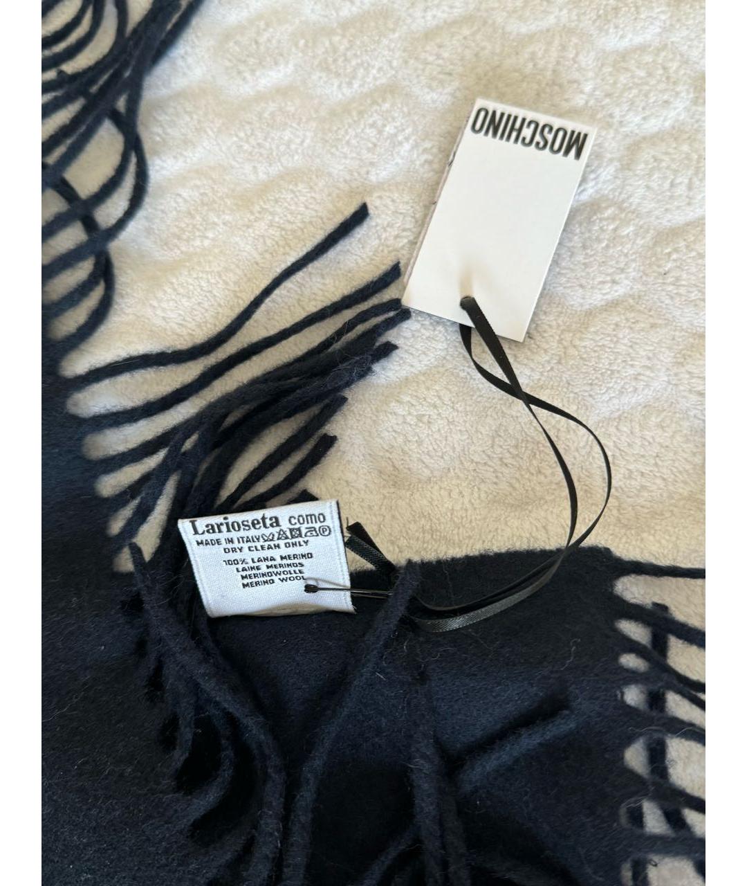 MOSCHINO Темно-синий шерстяной шарф, фото 3