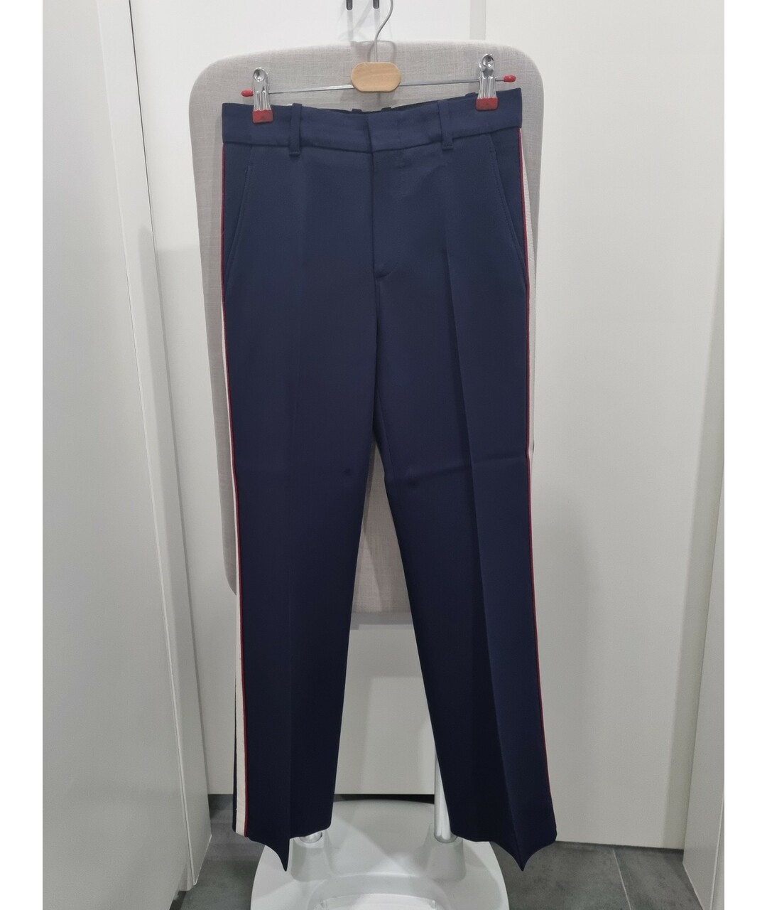 GUCCI Синие вискозные прямые брюки, фото 9